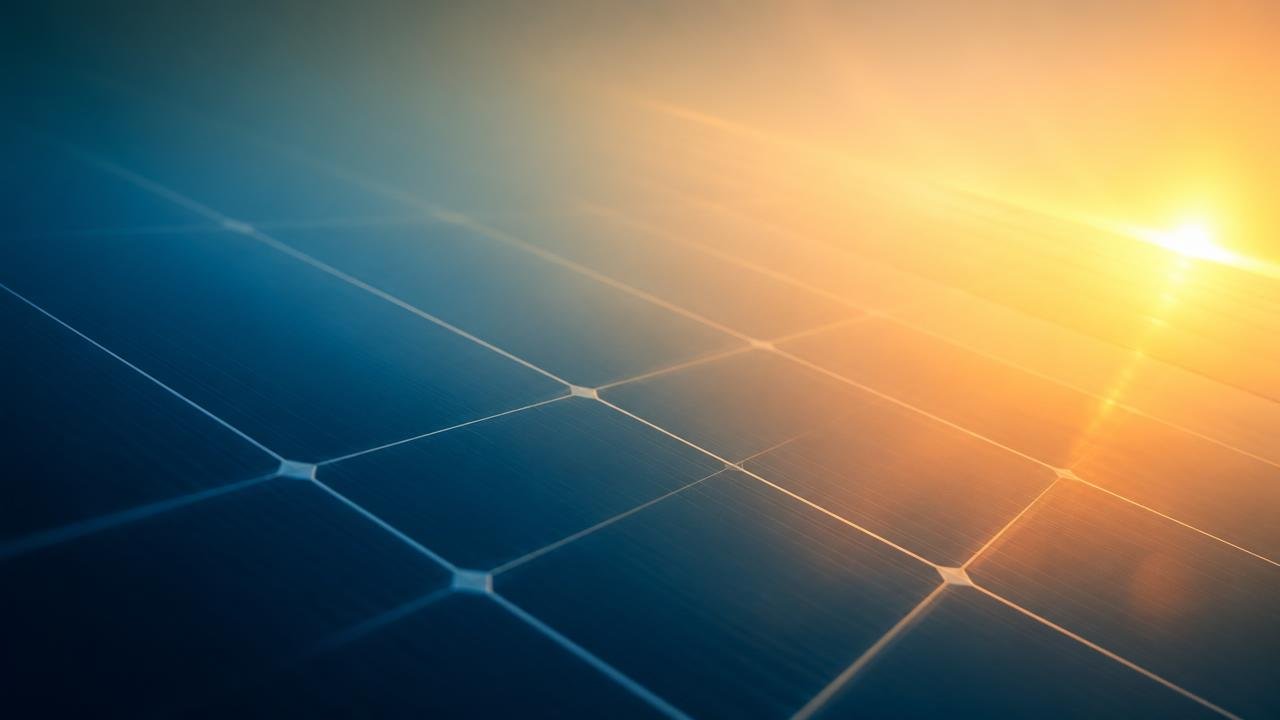 Painéis solares iluminados pelo sol